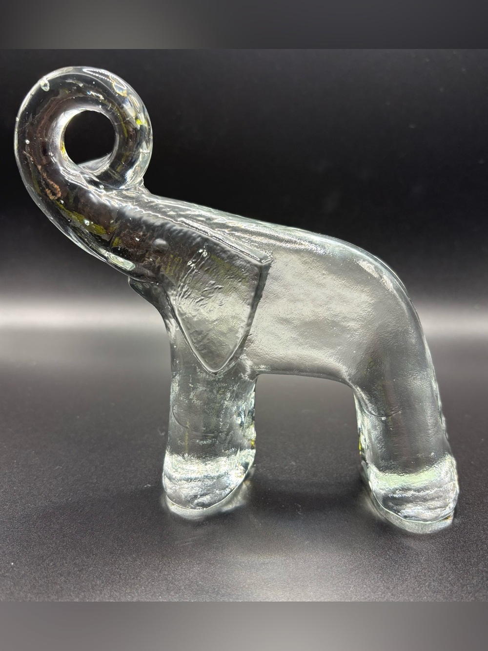 Vintage MCM Kosta Boda Glass Elephant Figurine Zoo Series Clear - EXCELLENT